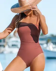 Sandy Shirred Strappy Cutout One Piece Swimsuit
