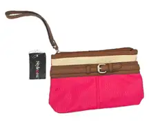 Style Co Baltic Wristlet Hot Pink Faux Leather Clutch Bag with Buckle Accent