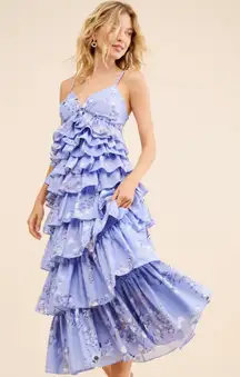 Geisha‎ Designs Sleeveless Floral ruffle Tiered Midi Dress xs