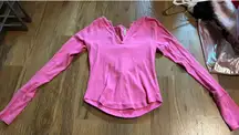 Free People Pink Long Sleeve Ribbed Tee