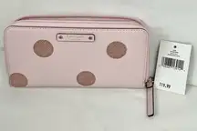 Kate Spade Pink Glitter Dot Wallet New Neda Haven Lane Zip Closure Preppy