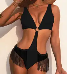 Fringe cut out monokini one piece