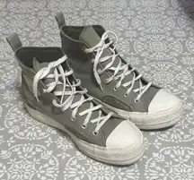 Converse Olive Green All Star Lift  High-Tops with Embroidered Accents