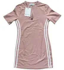 Back to Basics Sporty Chic Striped Blush Pink Mini Dress Small