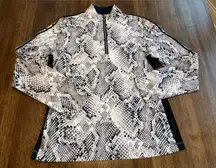 Tail 1/4 Zip Black Gray White Snake Skin Pattern - Size Medium