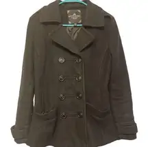 Women's Black Active Basic Fleece Peacoat Jacket Size Med EUC #3571