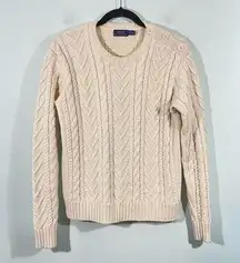 Ralph Lauren Women's Cream Cable Knit Pullover Sweater Size S