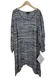 NWT Serena Williams Black and White Space Dye Stripe Tunic Sweater Size 3X
