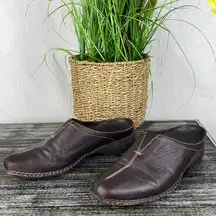 Timberland  Brown Leather Slip On Mule Clog Shoe 9