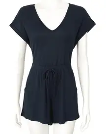 Vici Romper Womens Medium Black Ribbed‎ Knit One Piece Shorts Comfy Minimalist