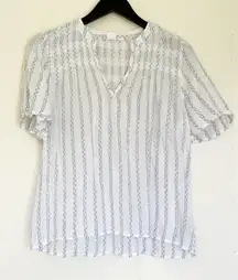 GAP Blue and White Striped Short Sleeve Blouse Small