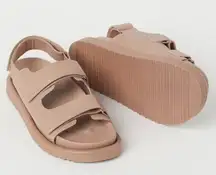 H&M  dad sandals taupe double strap Velcro adjustable  chunky shoes