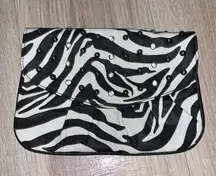 sequined zebra print clutch