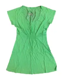 Da-Nang XS Green Cotton Smocked Cap Sleeve Top NWT 100% Cotton Scoop Neck