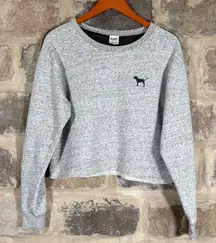 PINK Victoria's Secret Gray Cropped Mesh Crewneck Sweatshirt XS Dog Logo Y2K