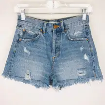 Zara 1975 Button Fly High Rise Jean Shorts 2