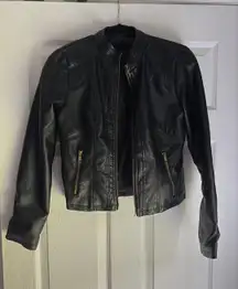 New Look Leather Jacket Black Biker