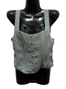 Gianni‎ Bini Women's Cropped Square Neck Tank Top Green Size L