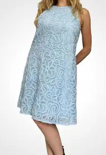 Cremieux Retro Floral Appliqué 60’s Wendy’s Blue Dress