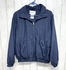 VTG Y2K Wilson Women Medium Track Jacket Blue Lined Shoulder Pads Full Zip