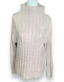 Philosophy Republic Sweater Cream Cable Knit Extended Collar Pullover XS