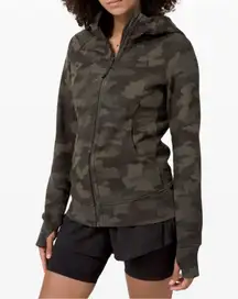 Light Cotton Fleece Scuba Hoodie in Heritage 365 Camo Dark Olive Multi