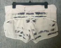 Lululemon Woman Size 10 Speed Up 2.5 Inch Black and Pink Palm Tree Print Shorts