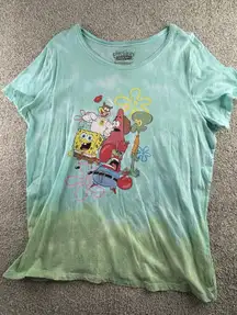 Nickelodeon SpongeBob SquarePants Graphic Tshirt Womens Size 2x Blue Tie Dye