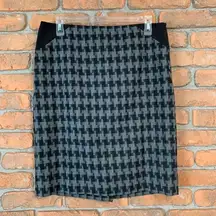The Limited Houndstooth Skirt Straight Pencil Short Length Side Zip Black Gray 8