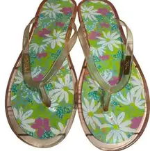 Lilly Pulitzer Gold Floral Jelly Flip Flop Sandals