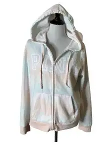 Victoria's Secret PINK Pastel Tie Die Sweatshirt‎ Hoodie Full Zip Women Size L