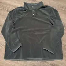 Forest Green Fleece Fuzzy Pullover Quarter Zip Sweater Jacket