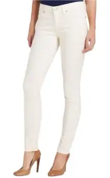 NWT Eileen Fisher Mid-Rise Ecru Cream Organic Stretch Cotton Skinny Jean, 14