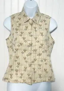 Harley Davidson Tori Richard Printed Engine Button Up Top Aloha Wear Tan‎ Small