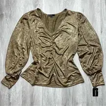 V Neck Gold Shimmer Top