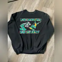 VTG Jerzees Graphic Crewneck Sweatshirt Mocking Bird Wood Pecker Multi Color XL