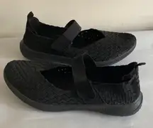 Women’s Tek Gear Cozy Slip-On Shoes Black woven elastic strap Mary Jane’s LN