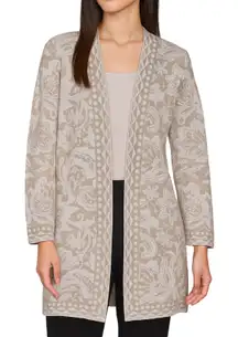 Soft Surroundings Cardigan Women M Floral‎ Duster Open Front Layering Neutral