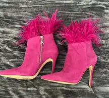 Michael Kors MK Pink Fur Heels  Size 7 New but does have slight try on wear on the bottom very minor  No stains or scratches or tears  Suede