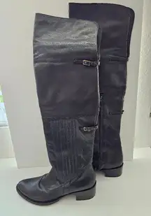Mariano Renzi Dark Brown/Black Leather Thigh high- over knee high Boots Size 40