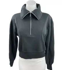 Abercrombie & Fitch Black Half Zip Soft Collared Pullover Sweatshirt Top Size XS