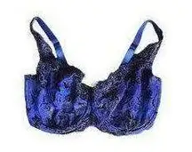 Soma Blue and Black Sensulous Lace 34DDD Bra