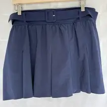 Aerie Real Me Belted pleated tennis skort Navy blue space dye XL