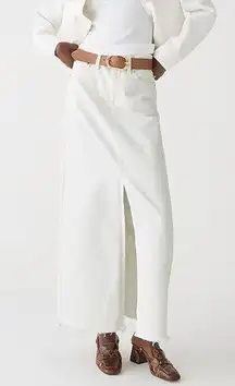 J. Crew White Denim Maxi Skirt High Rise Size 31 NWT Slit Front 100% Cotton