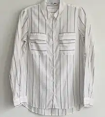 EXPRESS‎ Womens The City Shirt Button Down w Roll Tab Sleeves Striped  S