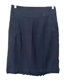 NANETTE LEPORE Pleated Wool Pencil Skirt Navy Sz‎ 8