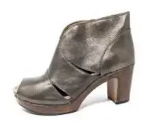Delphina metallic bronze gold block‎ heels peep toe women’s size 38