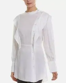 NWT BCBG MAXAZRIA Asymmetric Button Front White Shirt Sz M $198