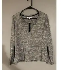 Sonoma Grey Scoop Neck Long Sleeve Top Size Small