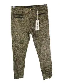 Etienne Marcel EM1036 Womens Jeans Skinny Waxed Denim Leopard Print 30